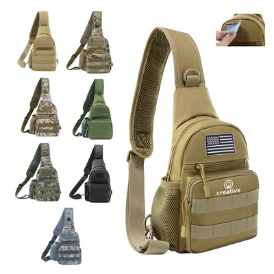 Waterproof Outdoor Tactical Sling Bag w/ Custom Patch