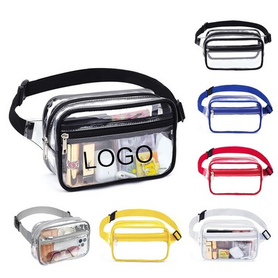 PVC Transparent Waist Bag Stadium Approved Clear Fanny Packs Hands Free Crossbody Bag