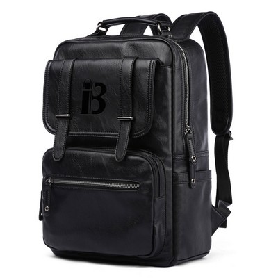 14" Laptop Pu Leather Middle School Students Backpack