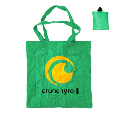 Folding Tote Bag with Matching Pouch – 210D Polyester (W13" x H15")