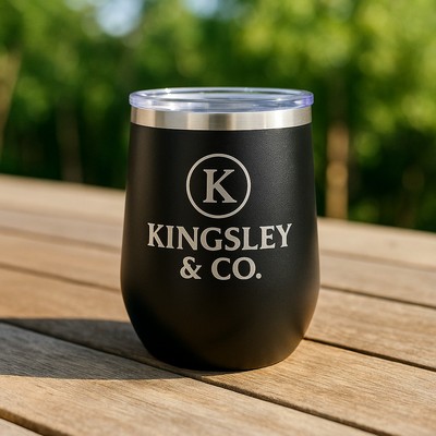 12oz Stainless Steel Stemless Wine Tumbler With Lid