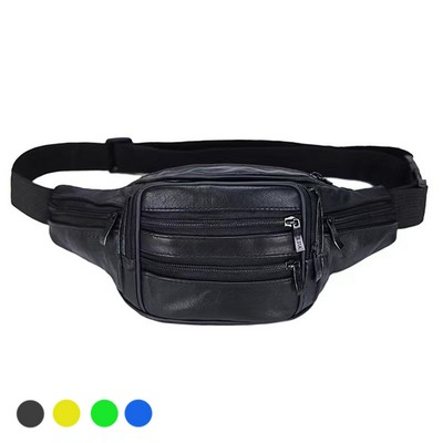 Leather Multi-Pockets Belt Bag