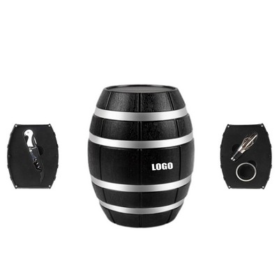 3" 1 Wine Opener Set with Silver Barrel Shaped Case