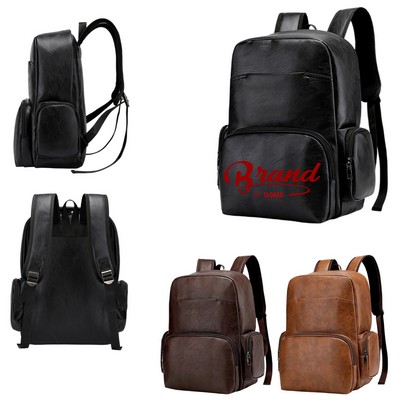 Men Travel PU Waterproof Laptop Backpack